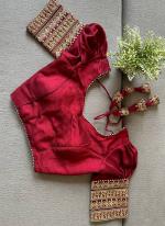 Vichitra Silk Maroon Festival Wear Embroidery Work Readymade Blouse